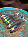 The General 4.3" epic slay baits. SUNSET SALMON color shift
