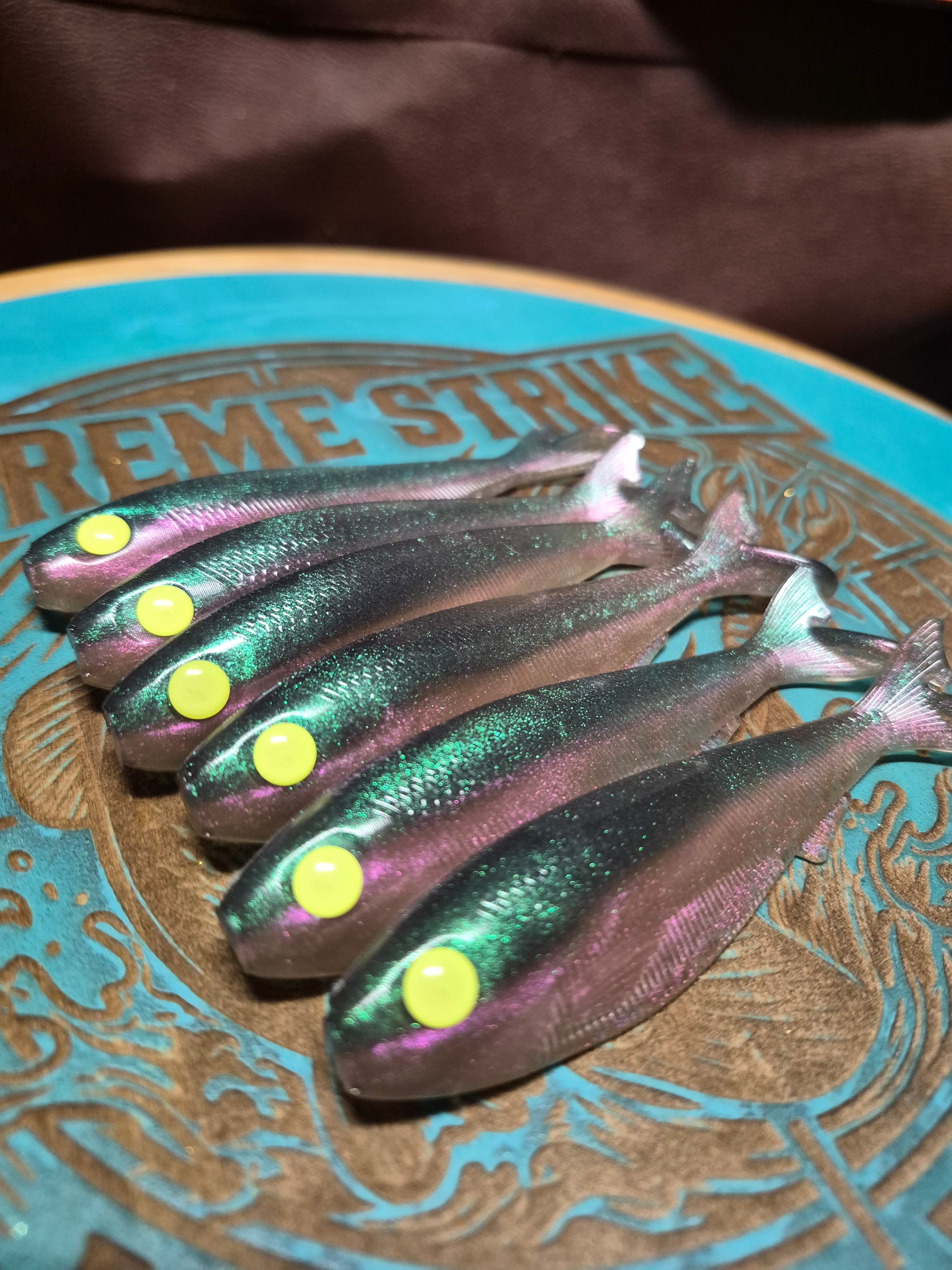 The General 4.3" epic slay baits. SUNSET SALMON color shift