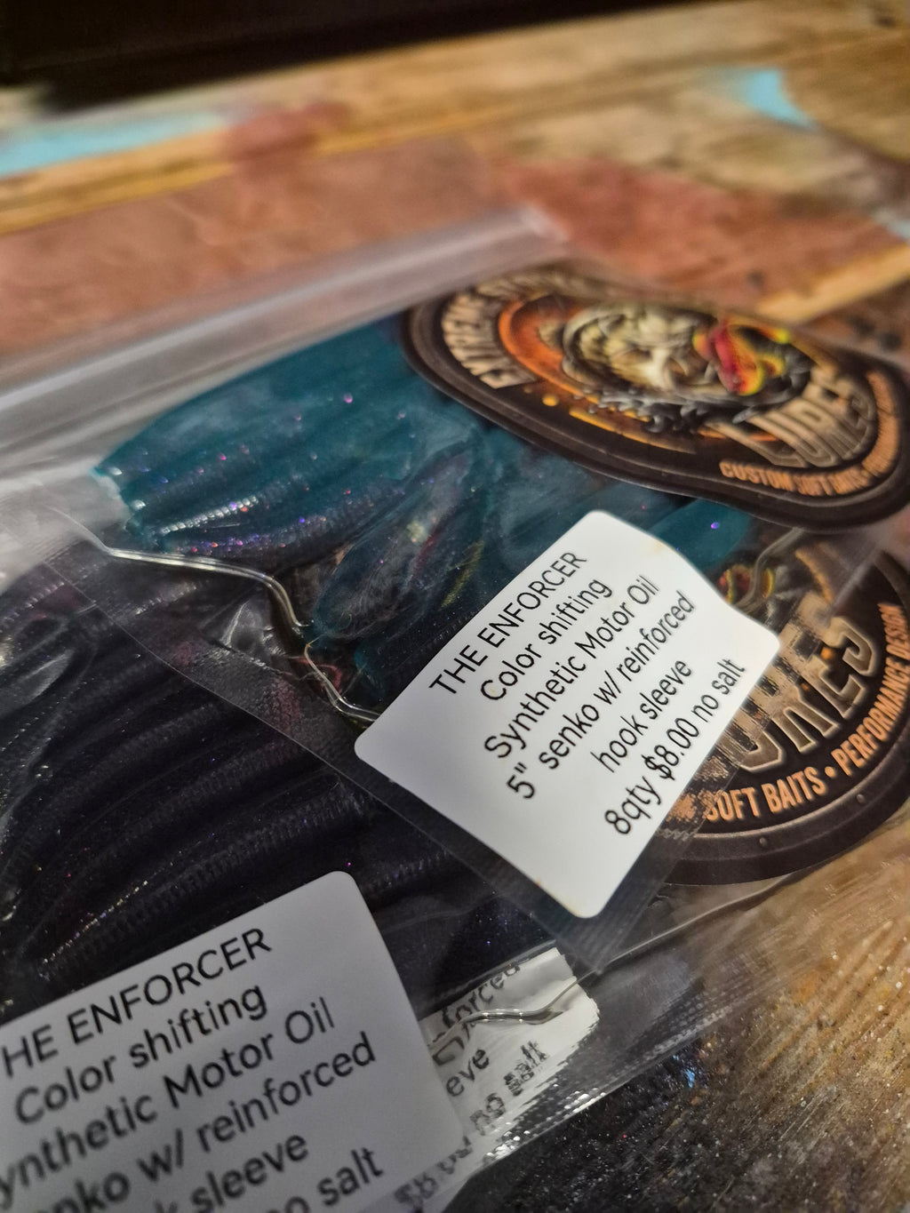 The ENFORCER 5"stick bait with reinforced hook sleeve SYNTHETIC MOTOR OIL no salt