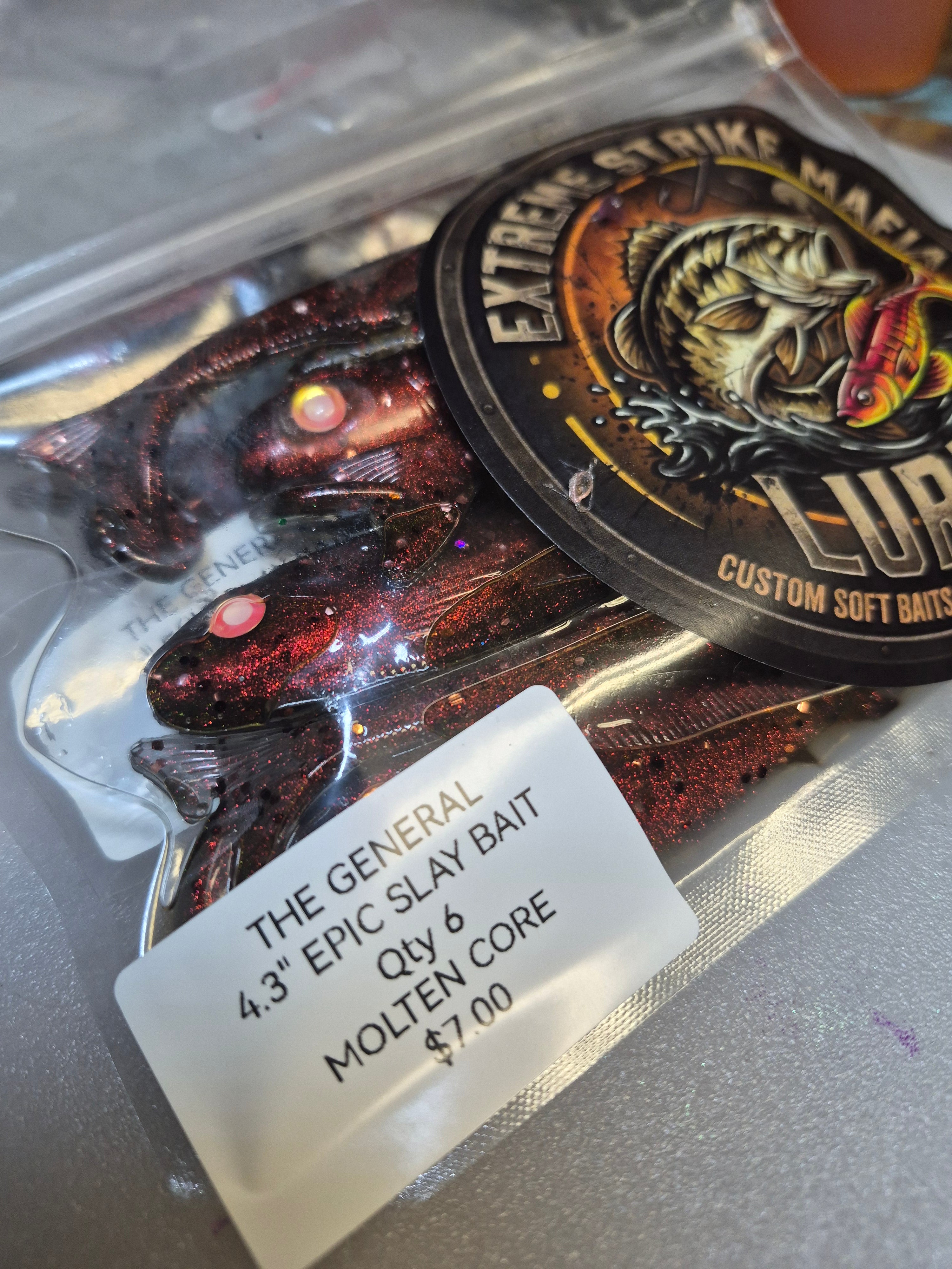 THE GENERAL 4.3" EPIC SLAY BAITS 2 hook recesses.