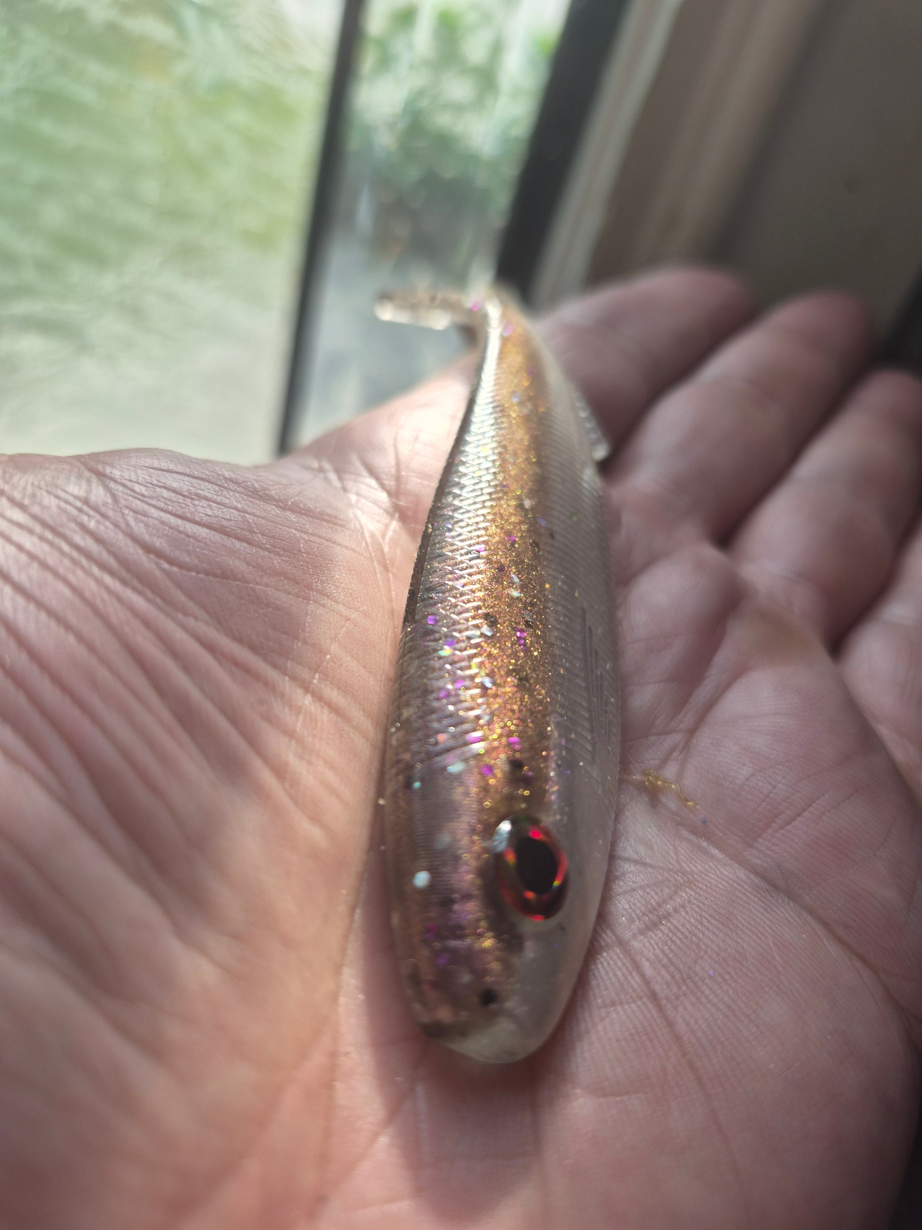 The General 4.3 SWIMBAIT Hypershift color change. Plasma Ashes