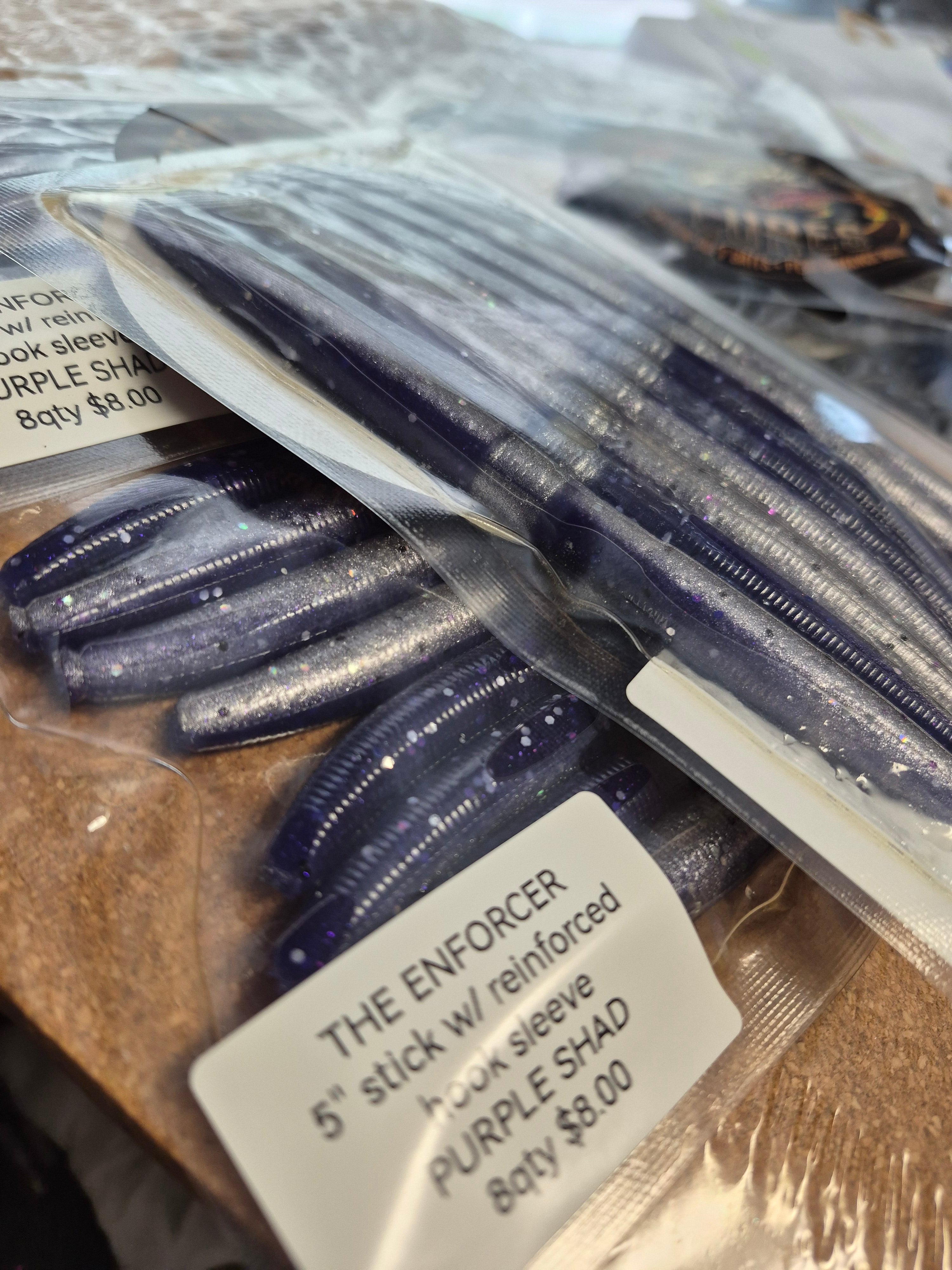 The ENFORCER 5"stick bait with reinforced hook sleeve PURPLE shad